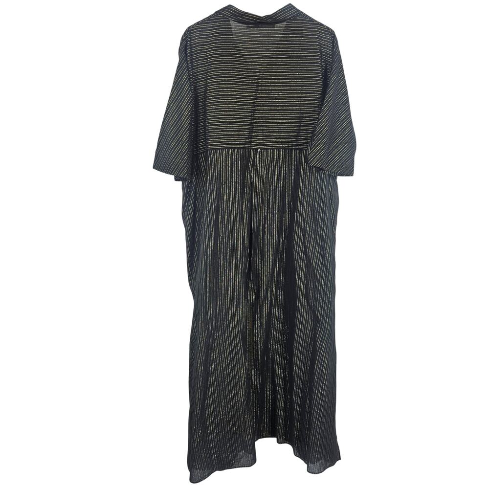 Marina Rinaldi Sport Shirt Dress Black Gold Metallic Striped Button Up Size 14 - Picture 11 of 11